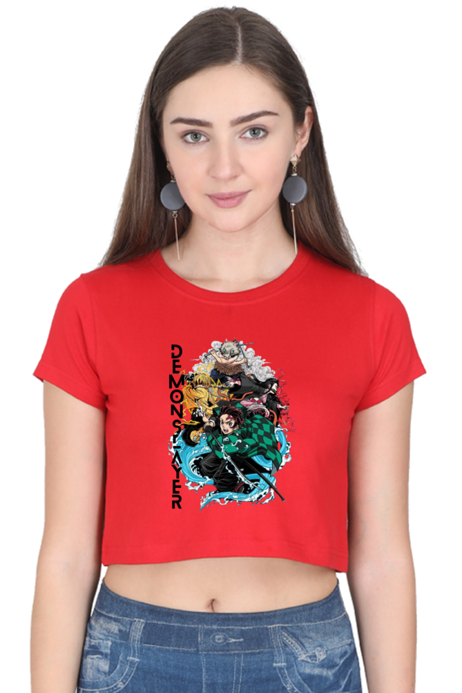 Slayer Chic: Women's Demon Slayer Crop Top – Red