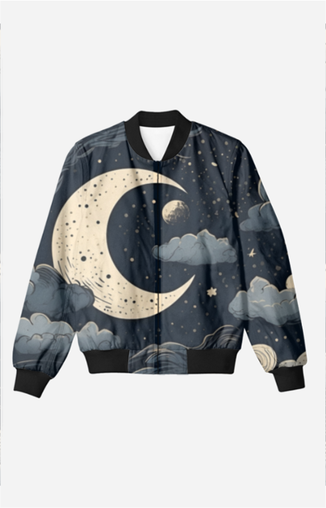 Midnight Moonlight: Unisex Bomber Jacket