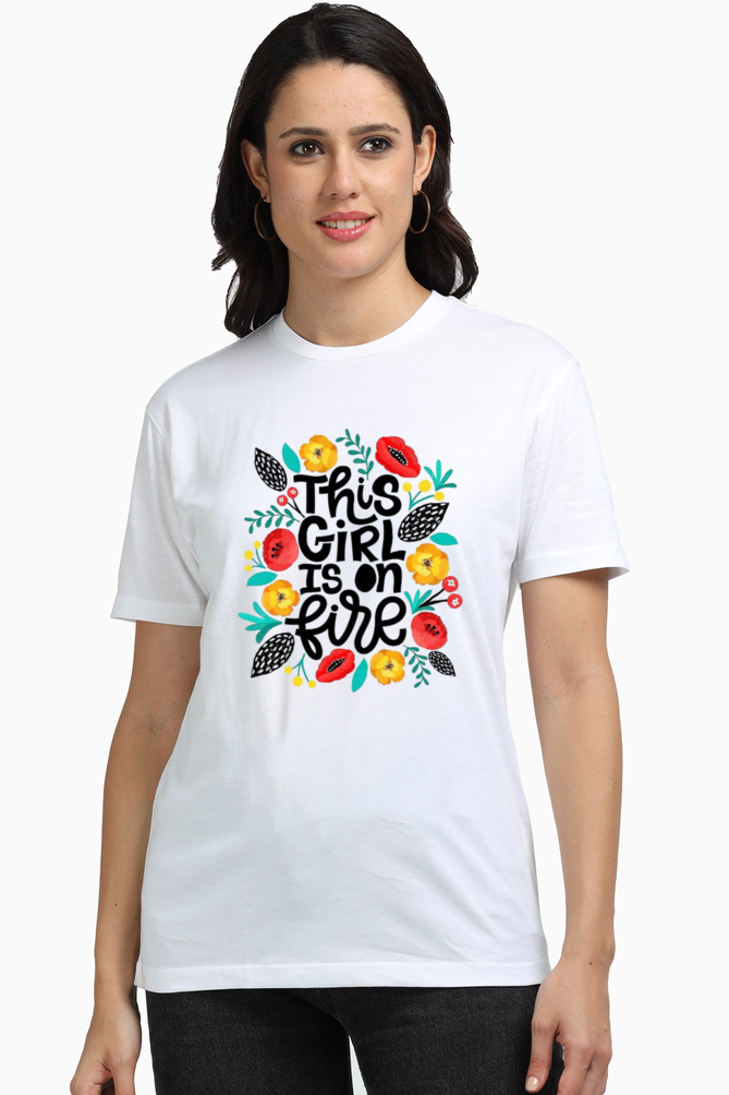 This Girl Is On Fire Women's Tee - White