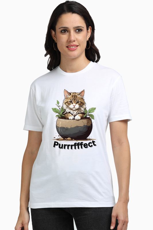 Purrfectly Cute Cotton Tee: Embrace Your Inner Cat Lover!