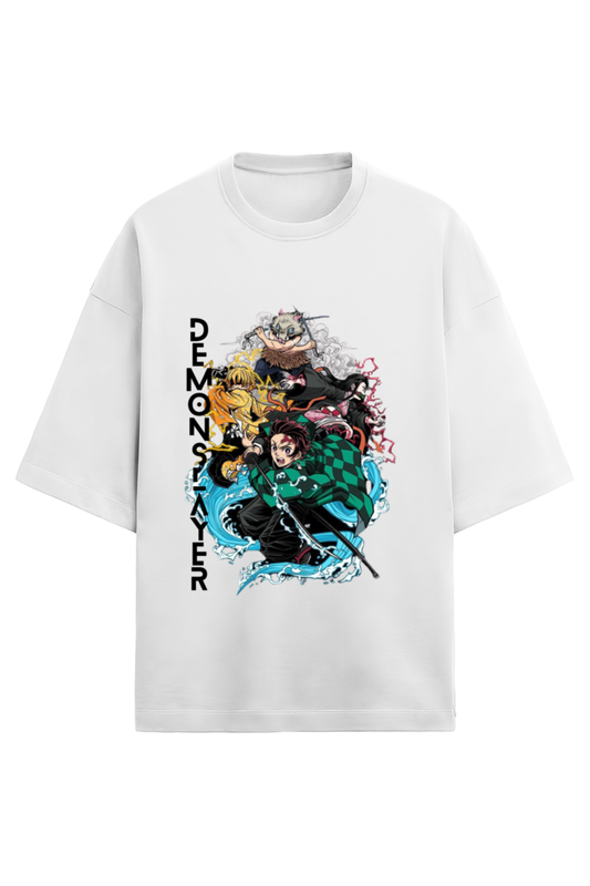 Demon Slayer Swag: Oversized Terry Tee - White