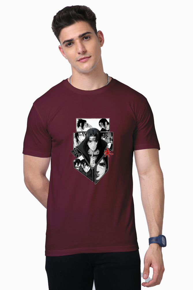 Brotherly Bond: Itachi & Sasuke Men's Tee - Maroon