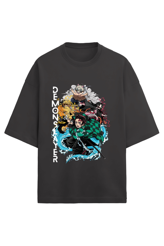 Demon Slayer Swag: Oversized Terry Tee - Black