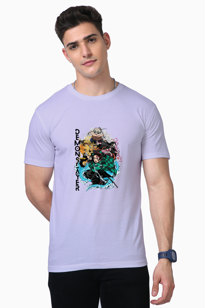 Slayer Chic: Men’s Demon Slayer Tee – Lavender