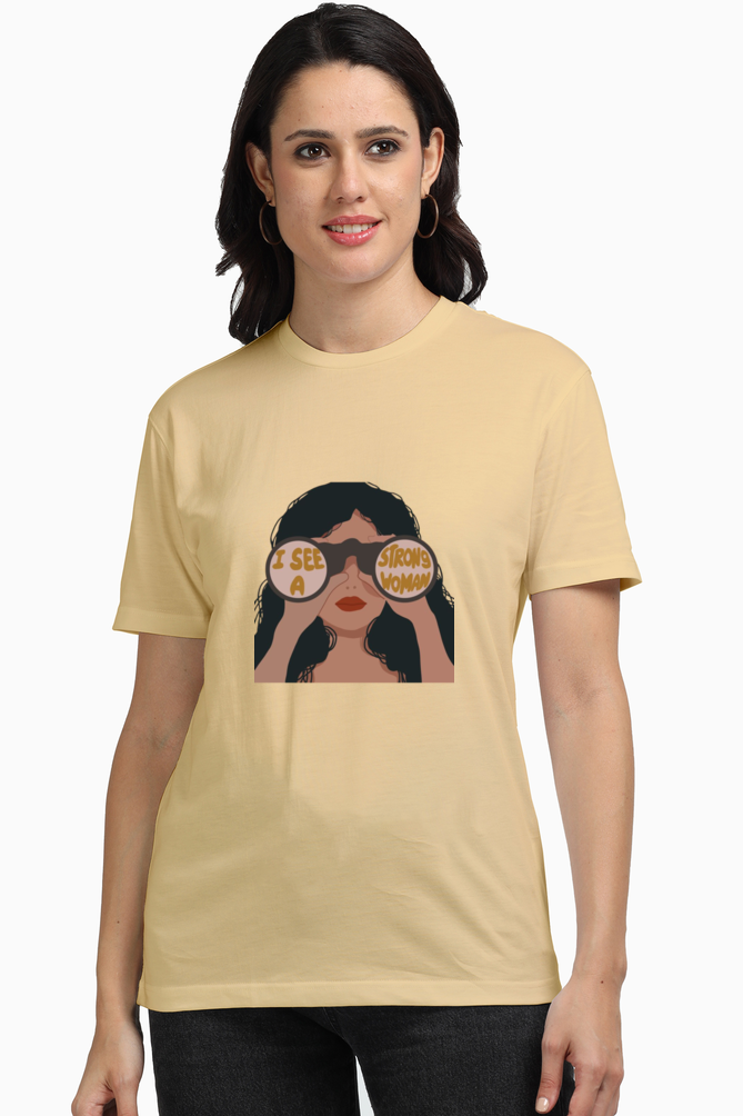 Women's Tee: The Visionary Vibes - Beige