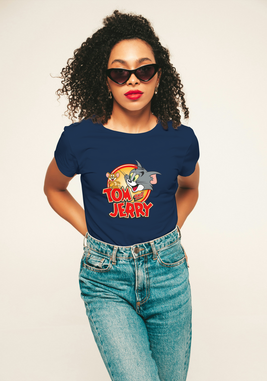 Women's T-shirt: The Cat & Mouse Collection - Navy Blue