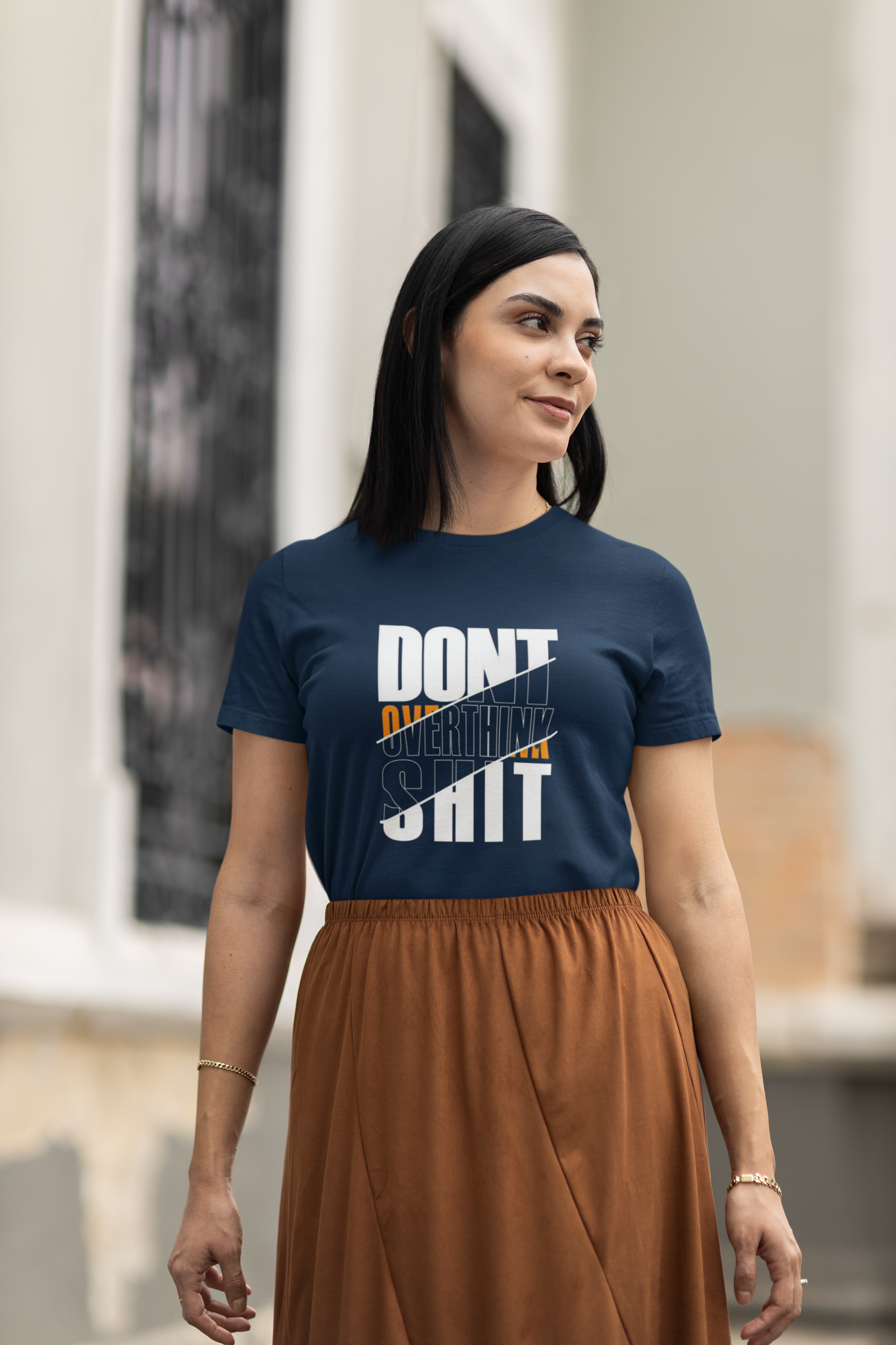 Women's Tee: The "Don't Overthink Sh*t"– Navy Blue