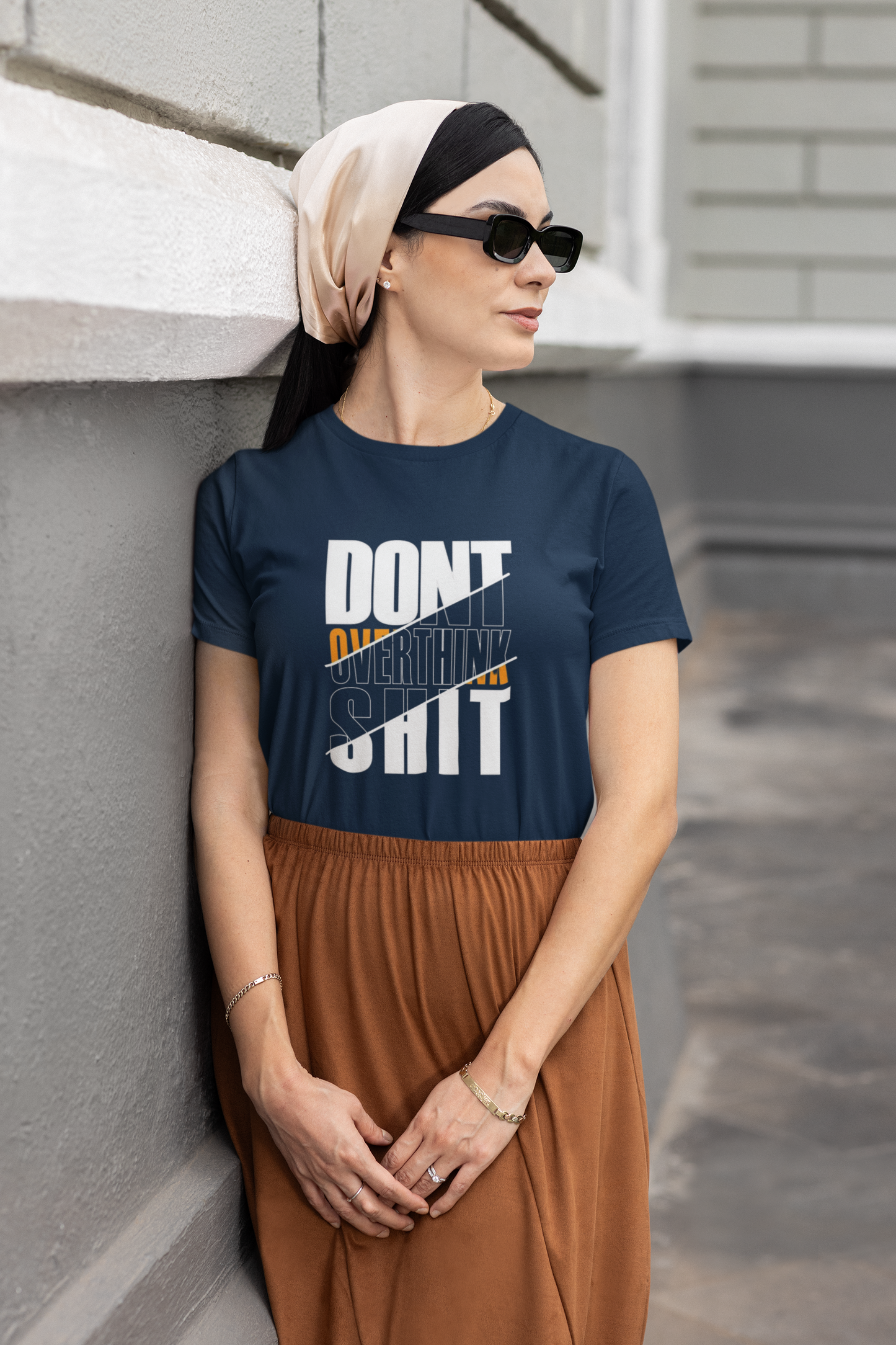 Women's Tee: The "Don't Overthink Sh*t"– Navy Blue