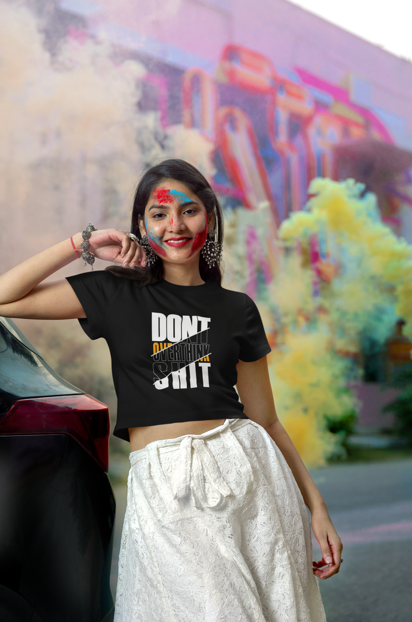 Women's Crop Top: The "Don't Overthink Sh*t" Edition! – Black