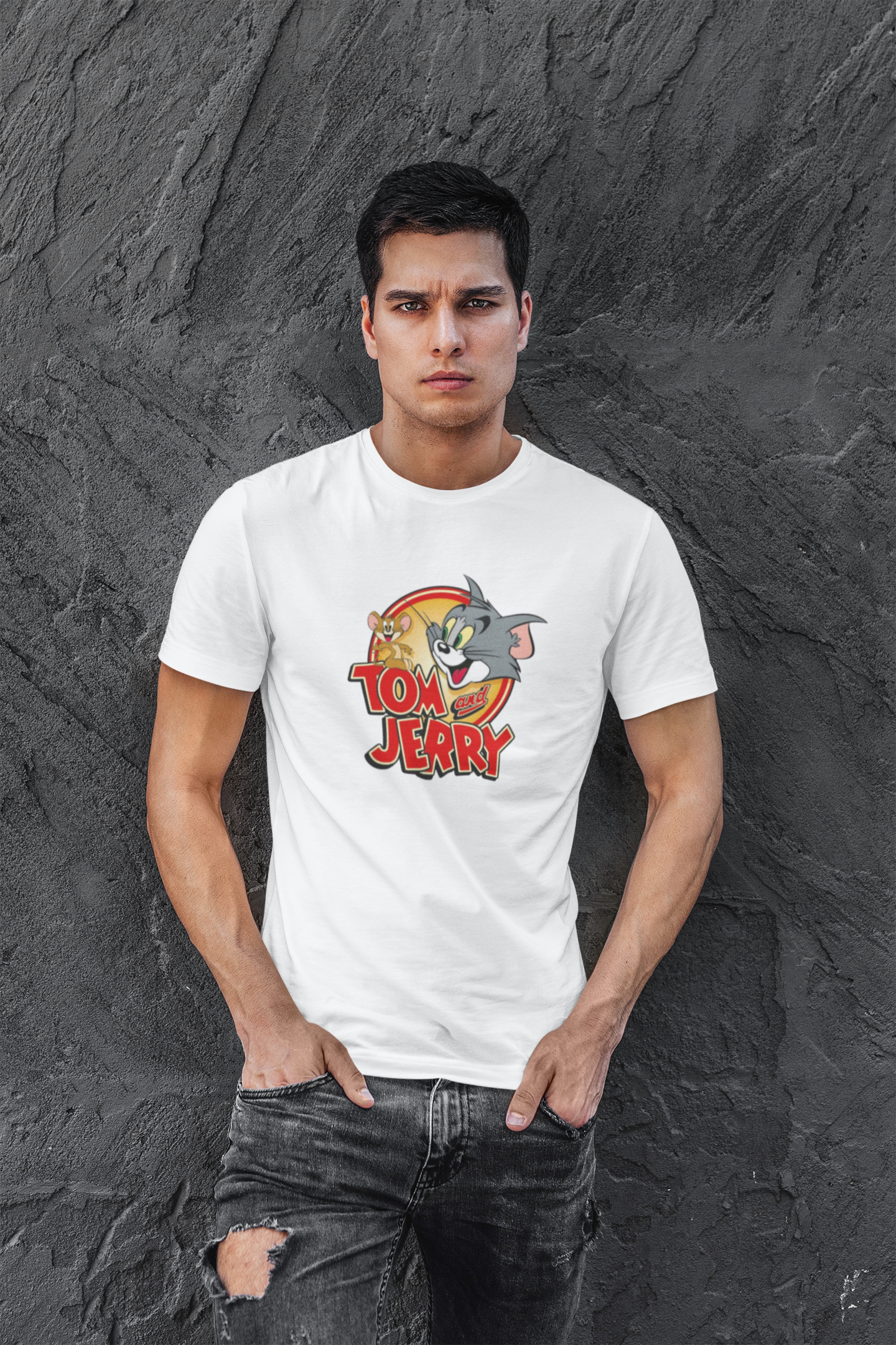 Men's T-shirt: The Cat & Mouse Collection - White