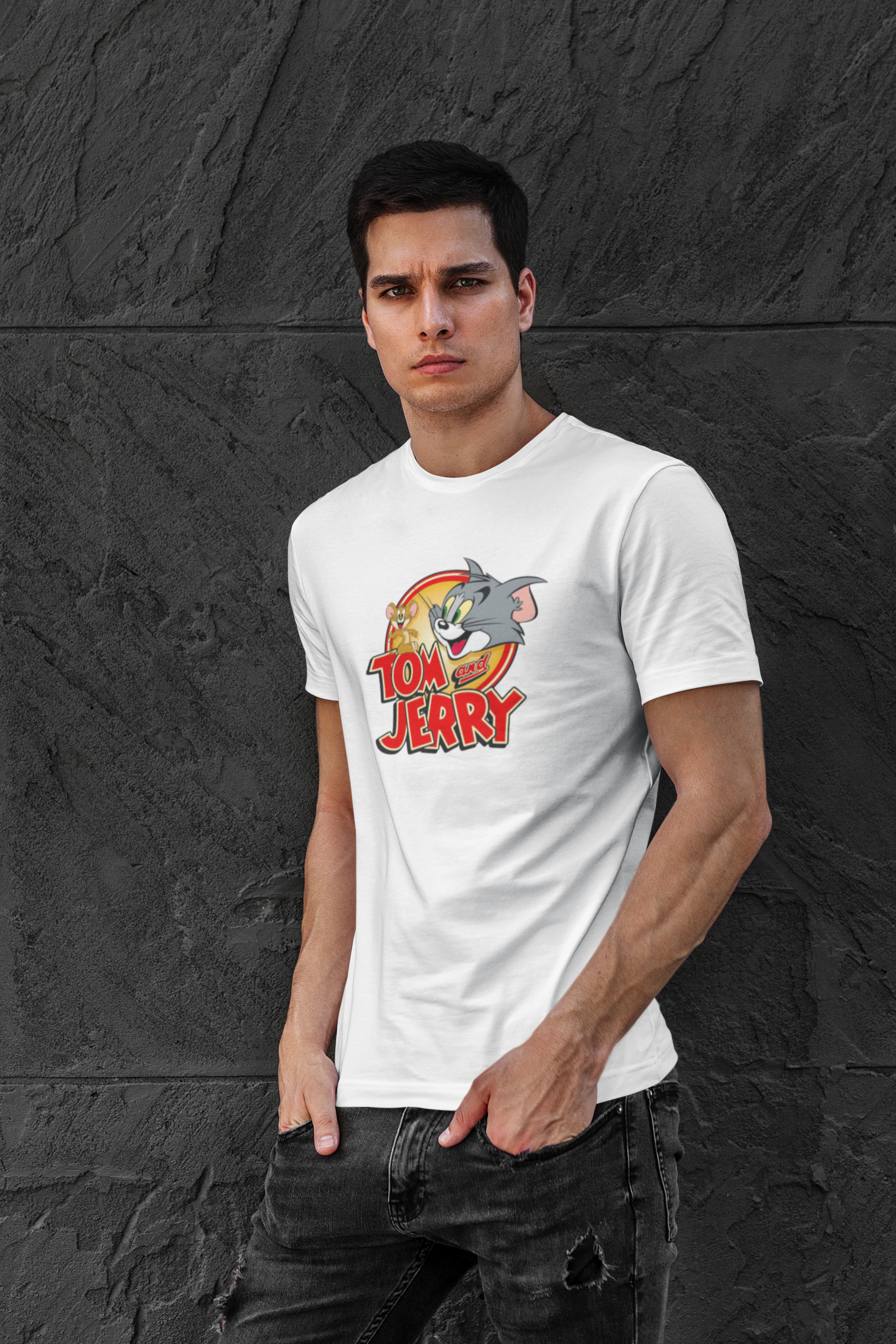 Men's T-shirt: The Cat & Mouse Collection - White