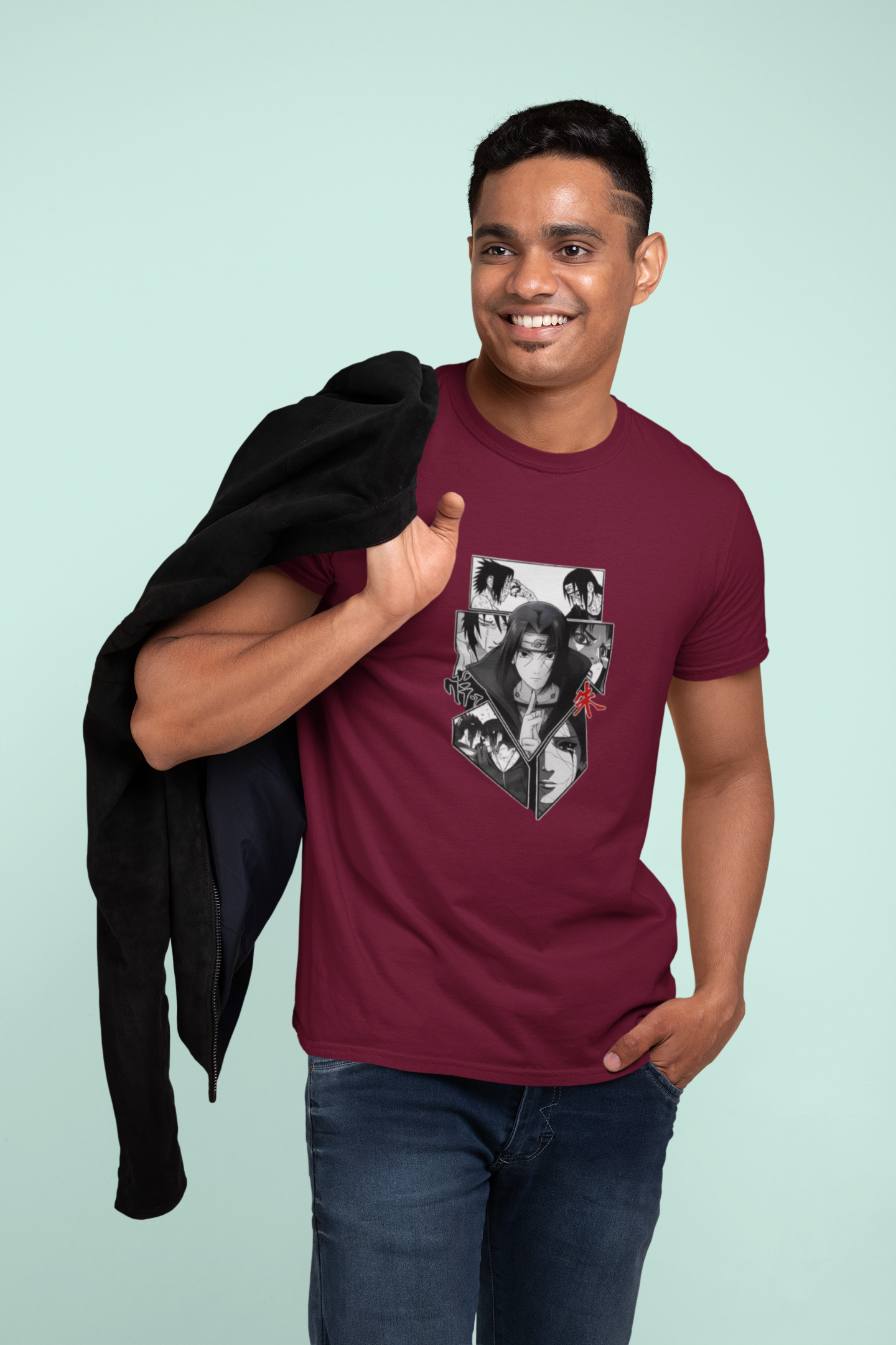 Brotherly Bond: Itachi & Sasuke Men's Tee - Maroon