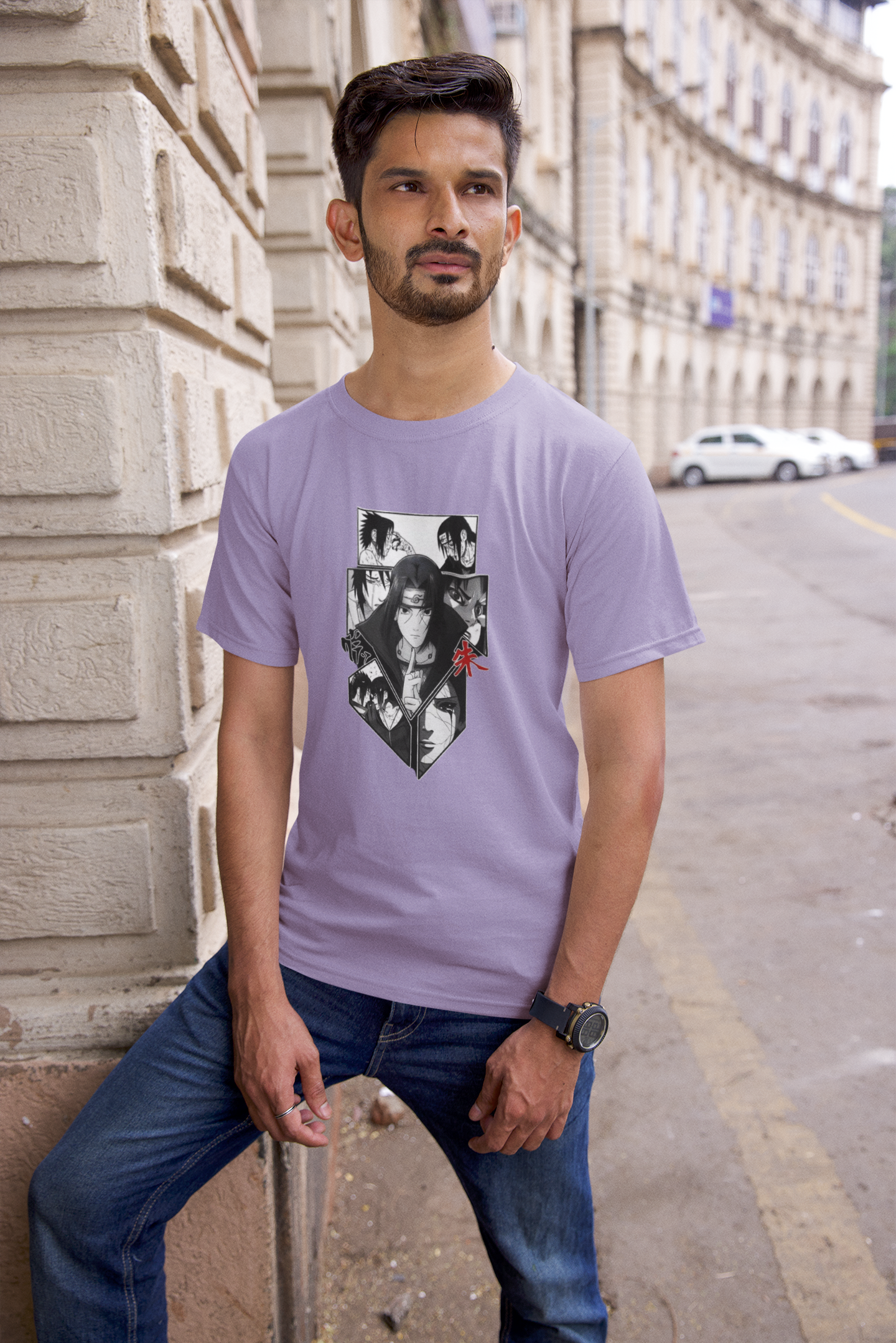 Brotherly Bond: Itachi & Sasuke Men's Tee - Lavender