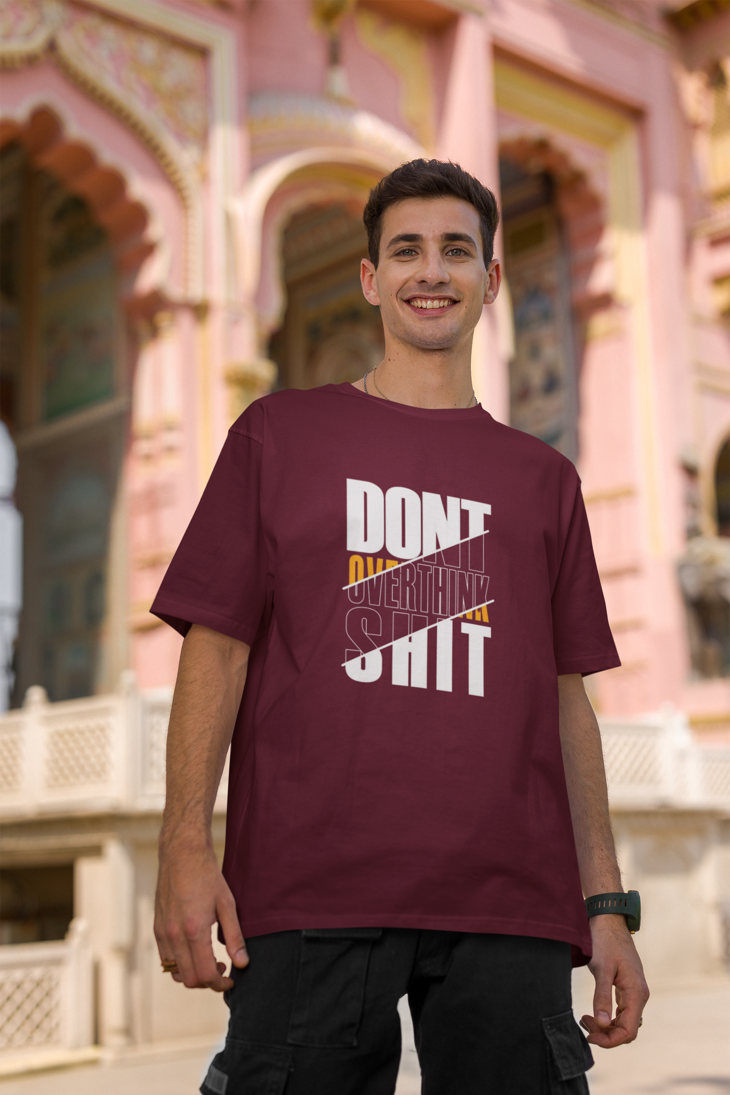 Men's Tee: The "Don't Overthink Sh*t"– Maroon