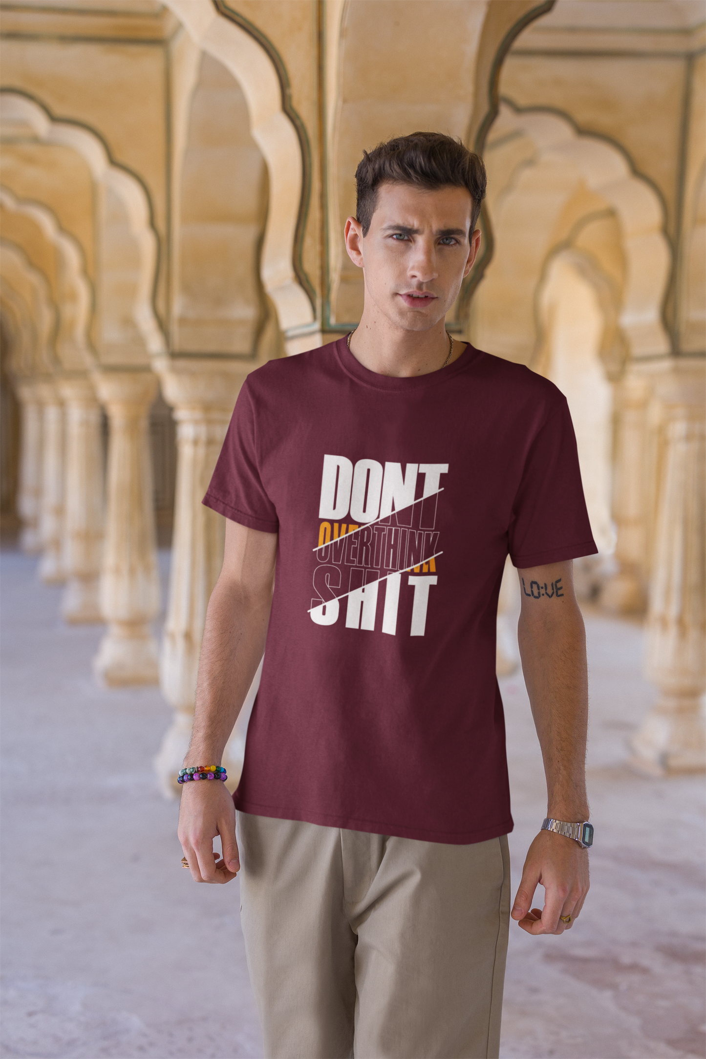 Men's Tee: The "Don't Overthink Sh*t"– Maroon