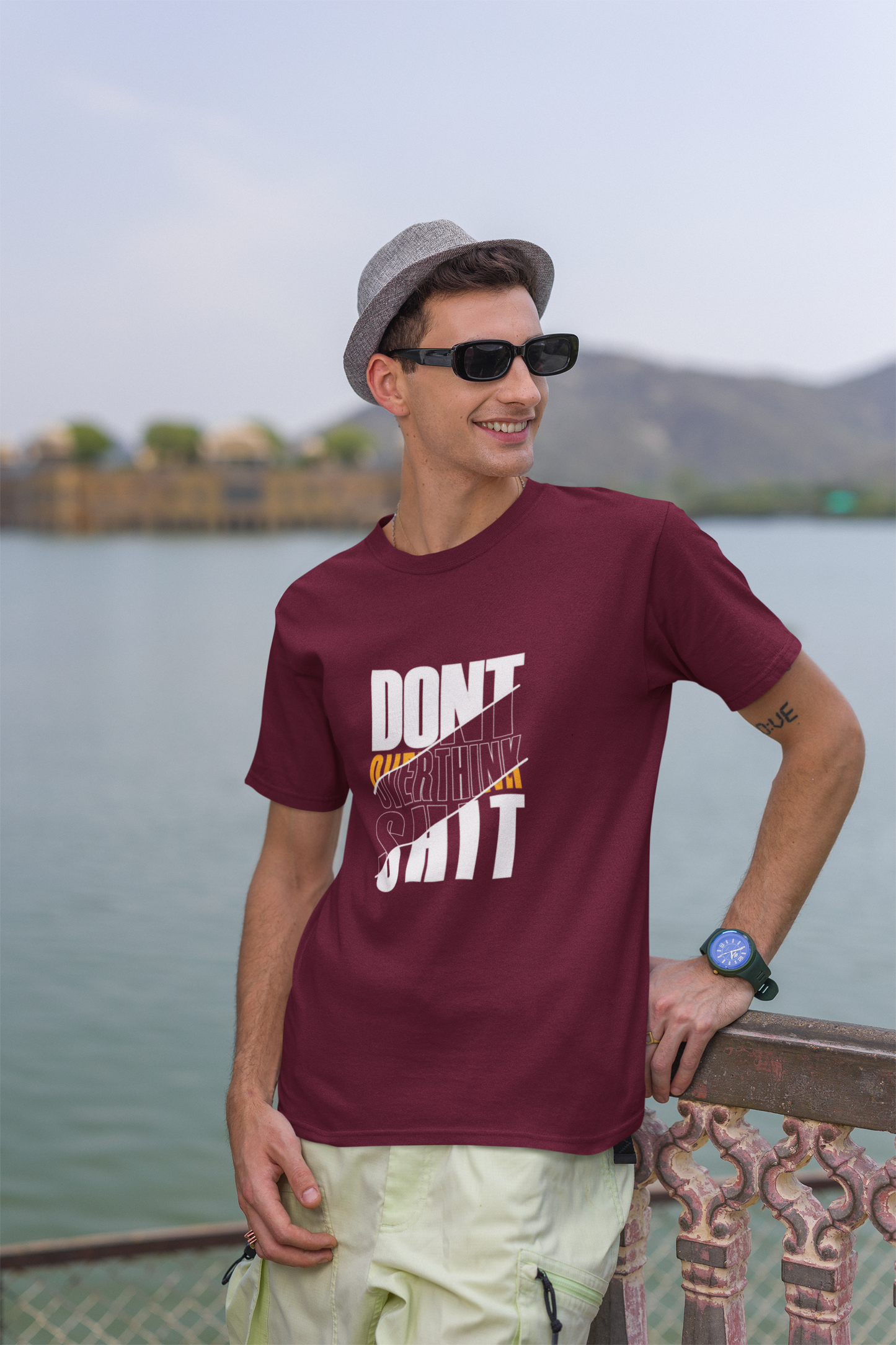 Men's Tee: The "Don't Overthink Sh*t"– Maroon