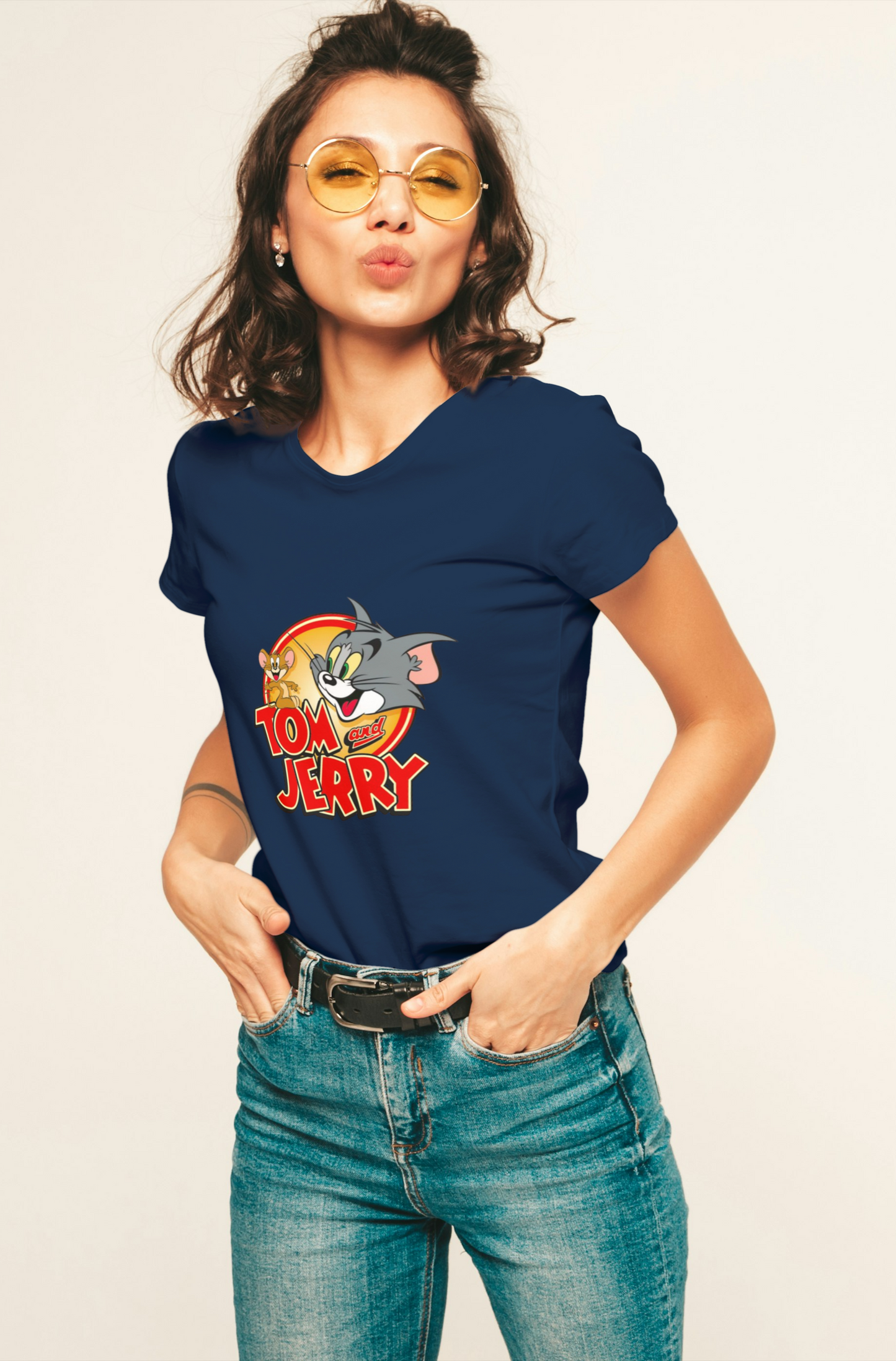 Women's T-shirt: The Cat & Mouse Collection - Navy Blue