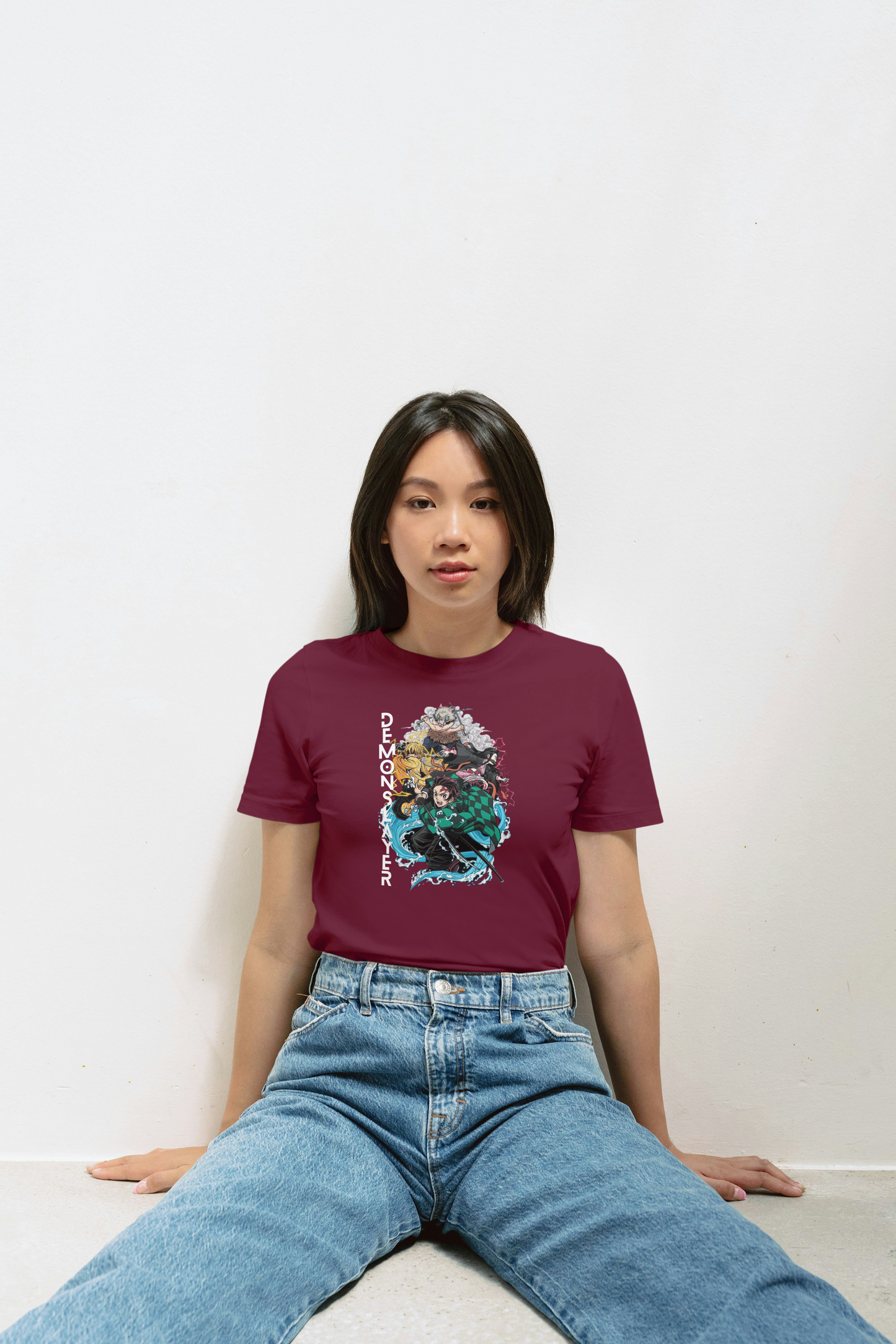 Slayer Chic: Women's Demon Slayer Tee – Maroon